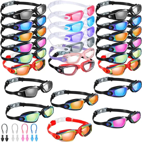 Vista 7 de Konohan 24 Pack Swim Goggles Bulk for Kids adult Pool Goggles Anti Fog Silicone No Leak Swimming Glasses for Men Women Youth