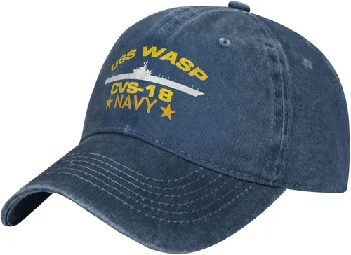 Vista 2 de JINGUImao USS Wasp Cvs-18 - Gorra de béisbol vaquera, sombrero de papá, sombrero de papá