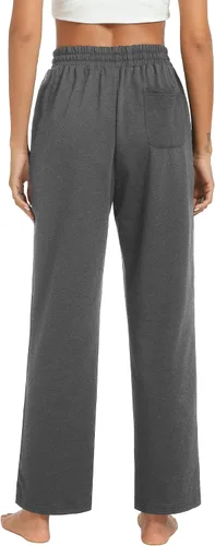 Vista 3 de DIBAOLONG Pantalones deportivos para mujer, holgados, cómodos, informales, de pierna ancha, con cordón, cintura alta, pantalones de pijama