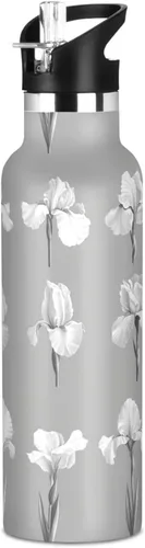 Vista 11 de Sport Insulated Water Bottle with Leak Proof Spout Lid Vacuum Insulated BPA-Free Leak Proof for Travel, Camping, Sports, Rustic Daisy Beige