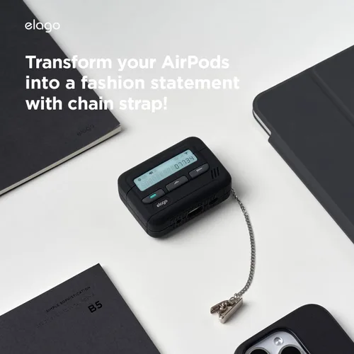 Vista 6 de elago Estuche Pager Compatible con Funda de AirPods Pro de 2ª Generación, Compatible con Funda de AirPods Pro 2, Correa de Cadena Incluida