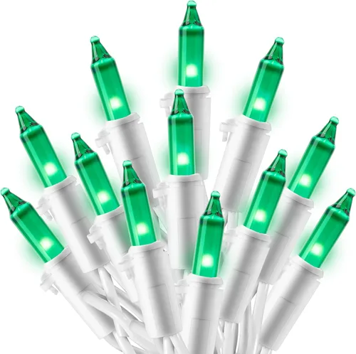 Vista 10 de Joiedomi Guirnalda de luces de Navidad para interiores, 200 (2 x 100) mini luces multicolor con cable blanco de 42.8 pies, decoración de iluminación