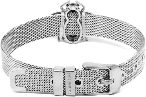 Vista 2 de Me Plus - Pulsera de acero inoxidable para mujer, diseño de diamantes de imitación de plata, oro transparente