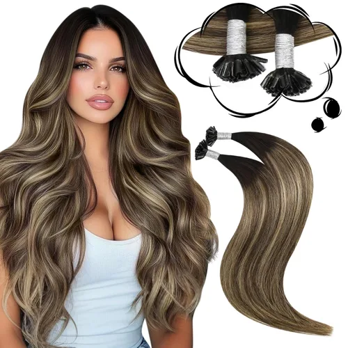 Vista 22 de Moresoo Micro Link - Extensiones de cabello humano de color rubio oscuro y rubio ceniza, extensiones de cabello humano real para boda, 2.01 oz