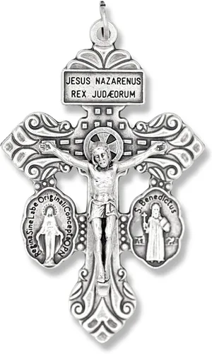 Vista 2 de Paquete a granel de 25 Crucifijos de indulgencia de indulgencia de triple amenaza para hacer rosario con medalla de San Benito y medalla milagrosa