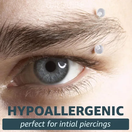 Vista 2 de Retenedores de piercing transparentes de 16g para cirugía - Plástico Bioflex transparente para cejas curvado - Pendientes de cartílago invisibles