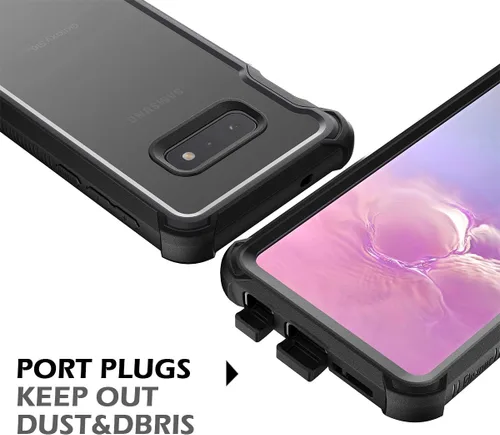 Vista 6 de Dexnor Funda para Galaxy S10E con protector de pantalla integrado, transparente, resistente, de cuerpo completo, a prueba de golpes, parte trasera