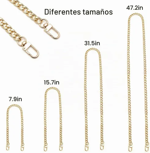 Vista 2 de 4 piezas de diferentes tamaños, cinturón plano de hierro DIY, cinturón de reemplazo para bolso, cinturón de hombro, cinturón de cadena
