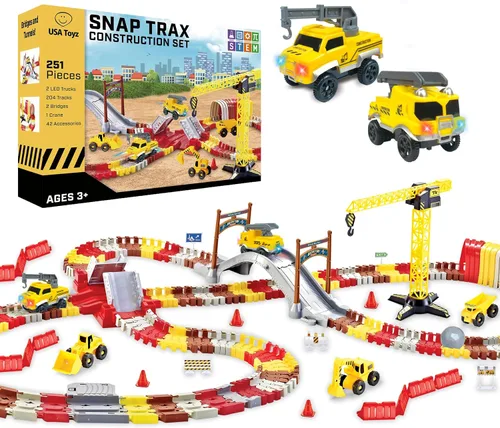 Vista 7 de Kit de inicio de pistas de resplandor USA Toyz Pistas de carreras y 2 coches de juguete LED - 216 piezas Juego de pistas de carreras flexibles