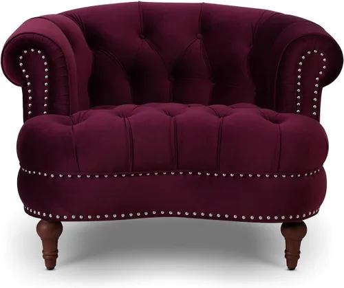 Vista 14 de Jennifer Taylor Home La Rosa - Silla de acento tapizada victoriana con capitoné, terciopelo rosa ceniza