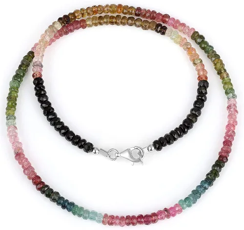 Vista 2 de NirvanaIN Collar Rondelle facetado de turmalina multicolor, collar multicolor, pieza de uso múltiple, piedras semipreciosas, regalo de compromiso