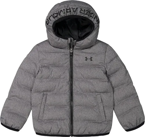 Vista 3 de Under Armour Pronto Chaqueta acolchada para niño, peso medio, cierre de cremallera, repele el agua grafito azul