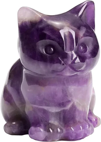 Vista 9 de Jovivi Figuras de cristal de gato de aventurina verde para decoración