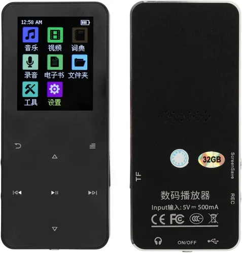 Vista 2 de Reproductor MP3 Z6 con Bluetooth 5.0, 96GB, radio FM, grabadora de voz, reproductor de música portátil, cuerpo de metal, sonido de alta fidelidad