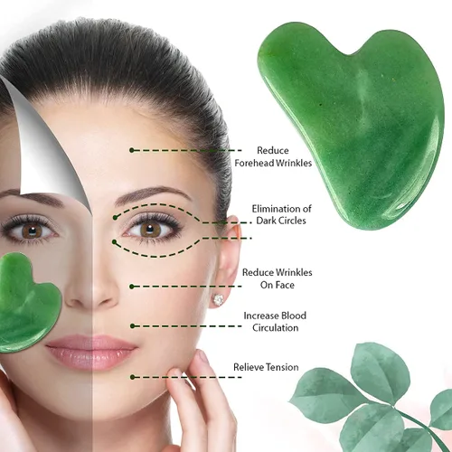 Vista 2 de Reiki Crystal Products Herramienta de masaje raspado de piedra Gua Sha de aventurina verde