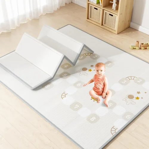 Vista 7 de Mloong Alfombra de juego para bebé, alfombra de juego de 71x59 pulgadas para el suelo, alfombra grande para bebés y niños pequeños, alfombra