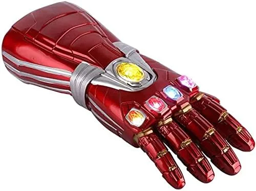 Vista 5 de juyocmy Guantelete infinito de SuperHero para niños con gemas LED Infinity Gemas Guante de Halloween Fiesta Cosplay Accesorios Rojo