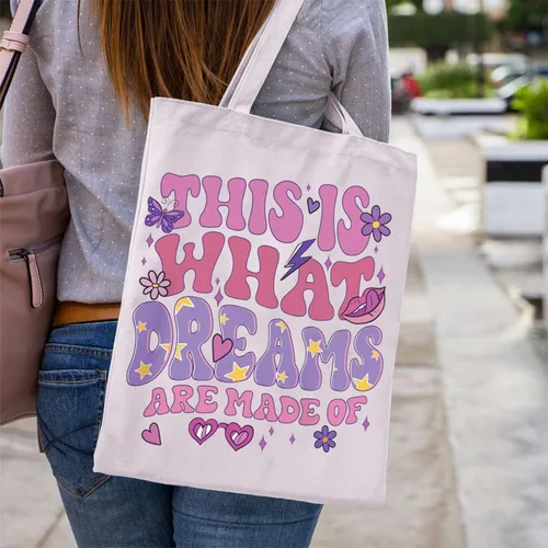 Vista 5 de WCGXKO Cartoon Movie Gift This Is What Dreams Are Made Of Canvas Tote Bag Sueños hechos