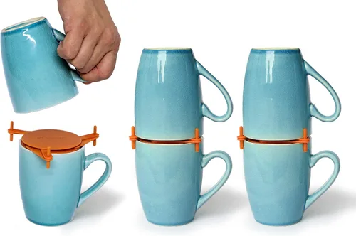 Vista 8 de ELYPRO Organizadores y almacenamiento de tazas de café, organizador de estantes de gabinete de cocina, organización de armario y despensa