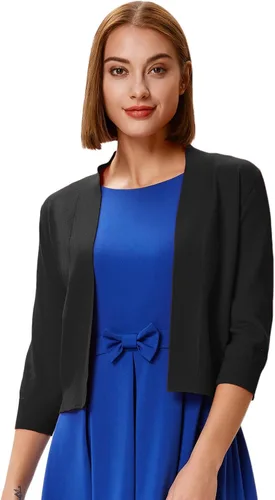 Vista 6 de Grace Karin Suéter cárdigan de punto para mujer, con mangas34, bolero corto con parte frontal abierta