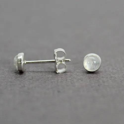 Vista 65 de Aretes de tuerca con piedras preciosas para mujeres y niñas, bisel redondo de 0.157 in de plata esterlina 925