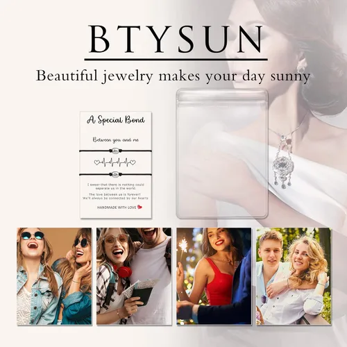 Vista 7 de Btysun Pinky Promise Pulseras para parejas, amigos, regalos iniciales a juego, regalos de cumpleaños para mujeres, novia, novio, mejor amigo
