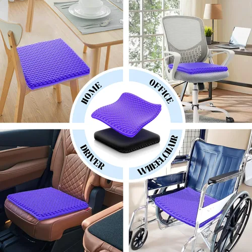 Vista 7 de Cojín de asiento, cojín de gel grueso y grande, fuerte apoyo, ciática y alivio del dolor de espalda, transpirable, fresco, adecuado como cojín