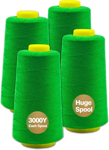 Vista 22 de Hilo serger blanco y negro, hilo multiusos para coser, poliéster, 4 conos de 2743 m cada uno para máquina de coser