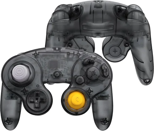Vista 4 de eXtremeRate Placa trasera negra transparente para controlador Nintendo GameCube, cubierta de carcasa de repuesto personalizada con botones