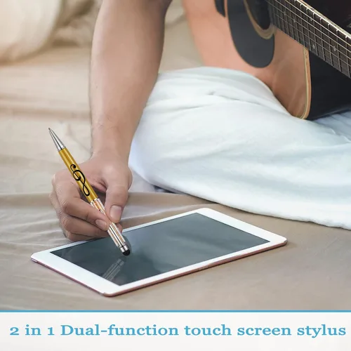 Vista 6 de Outus 12 bolígrafos de música 2 en 1, piano para estudiantes, bolígrafo retráctil de cristal para notas musicales, con puntas de lápiz capacitivo
