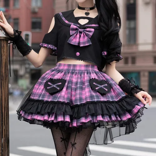 Vista 3 de Sweet Cool - Falda de dos piezas con diseño de rock punk