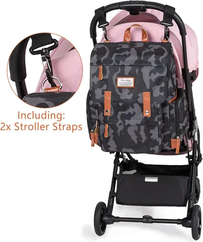 Vista 6 de Frank Mully Bolsa de pañales Mochila grande multifunción de viaje para mamá papá camuflaje