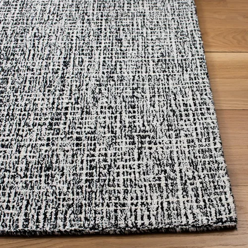 Vista 2 de SAFAVIEH Abstract Collection - Alfombra decorativa, 2 x 3 pies, color negro y marfil, lana hecha a mano, ideal para zonas de alto tráfico