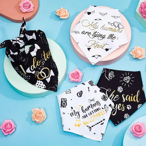 Vista 4 de Frienda 4 unidades My Humans are Getting Married Dog Bandana She Said Yes para fotos de compromiso de boda, traje de boda para perro, regalo