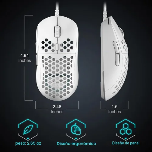 Vista 8 de DIERYA X TMKB - Teclado mecánico para juegos con cable al 60% y mouse para juegos con cable, color blanco (interruptor rojo silencioso)