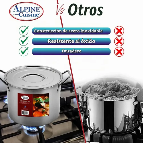 Vista 8 de Aramco AI14437-12 Alpine Cuisine - Olla de acero inoxidable, 12 cuartos de galón