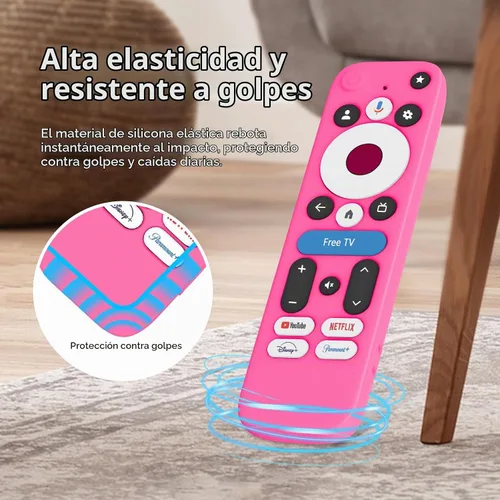 Vista 4 de LEFXMOPHY Funda para dispositivo de transmisión onn Google TV 4K Pro 2024, funda protectora de silicona rosa Rosado