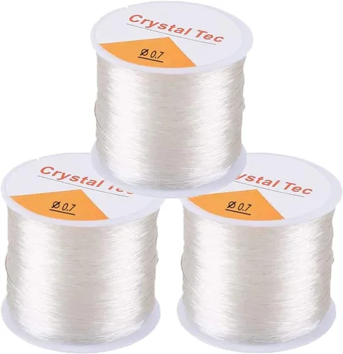 Vista 10 de Hilo elástico de 0.024 in para pulseras, 3 rollos de cordón elástico, cuerda elástica de cuentas de cristal para pulseras, cuentas y fabricación