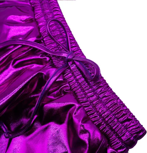 Vista 3 de Pantalones cortos metálicos para niñas, pantalones cortos brillantes para danza, trajes de gimnasia con purpurina