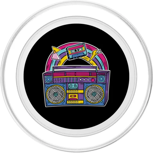 Vista 2 de Cassette Tape 80s Music Lover Retro Vintage Boombox Mixtape PopSockets MagSafe PopGrip for iPhone