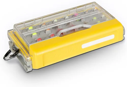 Vista 23 de Caja de Utilidad Premium Plano EDGE Flex Crankbait 3700, Gris y Amarillo con Tapa Transparente, Caja de Almacenamiento Impermeable para Pequeños