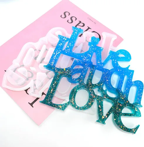 Vista 5 de Live Laugh Love - Molde de resina para letrero de palabras, moldes de silicona con eslogan de letras de cristal, molde de fundición epoxi