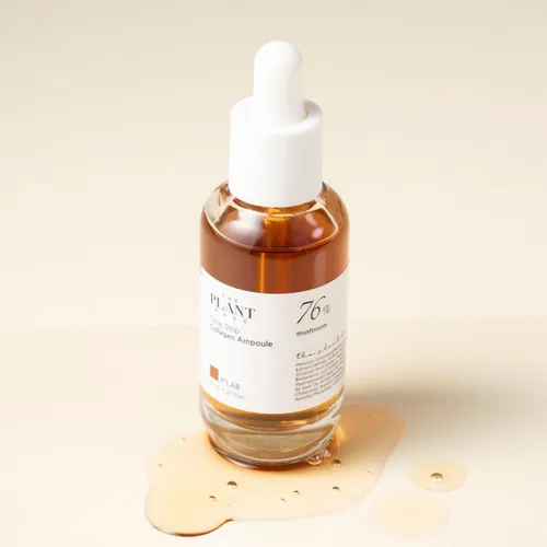 Vista 6 de THE PLANT BASE Time Stop - Ampolla de colágeno de hongos 76% de extracto de hongo y suero facial de colágeno vegano para antienvejecimiento