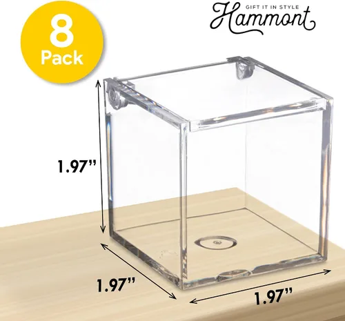 Vista 3 de Hammont Caja de acrílico transparente con tapa con bisagras, pequeño organizador de plástico para oficina, escritorio, maquillaje, manualidades