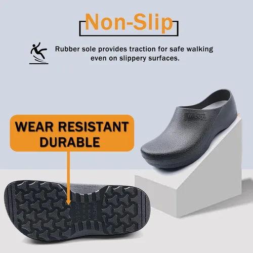 Vista 5 de FLIOZY Zapatos de chef para hombre, antideslizantes, impermeables, zapatos de trabajo para enfermería, zapatos de jardín para hospital, jardín