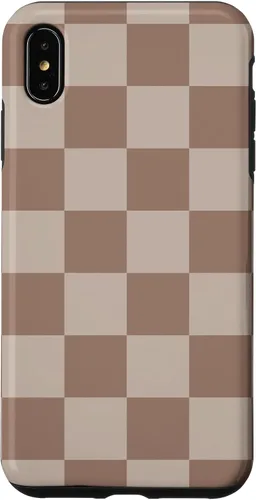 Vista 11 de Funda para iPhone 16 marrón con diseño de cuadros grandes, color beige estético marrón