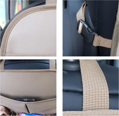 Vista 9 de Organizador de asiento trasero de automóvil para niños, bolsa de almacenamiento para asiento trasero de automóvil con 3 bolsillos, 2 soportes
