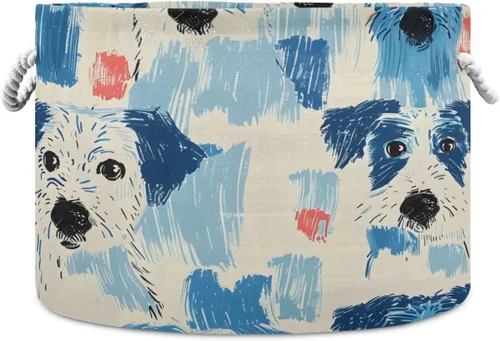 Vista 33 de Cesta de almacenamiento grande plegable bolsa de ropa redonda plegable de tela para la ropa sucia cesta plegable cubo de lavado abstracto moderno