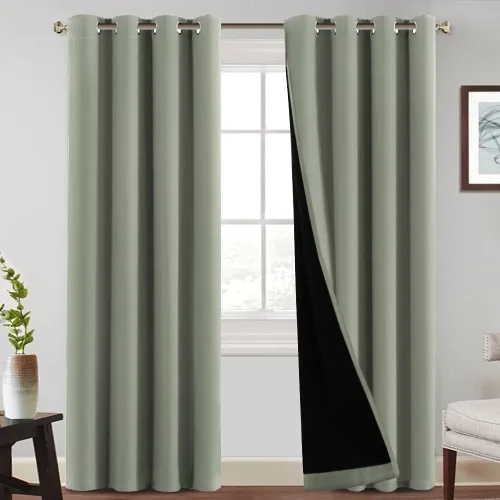 Vista 10 de PrinceDeco Cortinas 100% opacas de 54 pulgadas de largo, completamente opacas, tratamiento de ventanas, cortinas forradas con aislamiento térmico