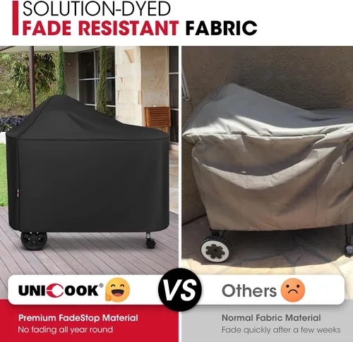 Vista 4 de Unicook Funda para parrilla compatible con parrillas Weber Performer Deluxe de 22 pulgadas, cubierta de barbacoa para exterior, resistente al agua